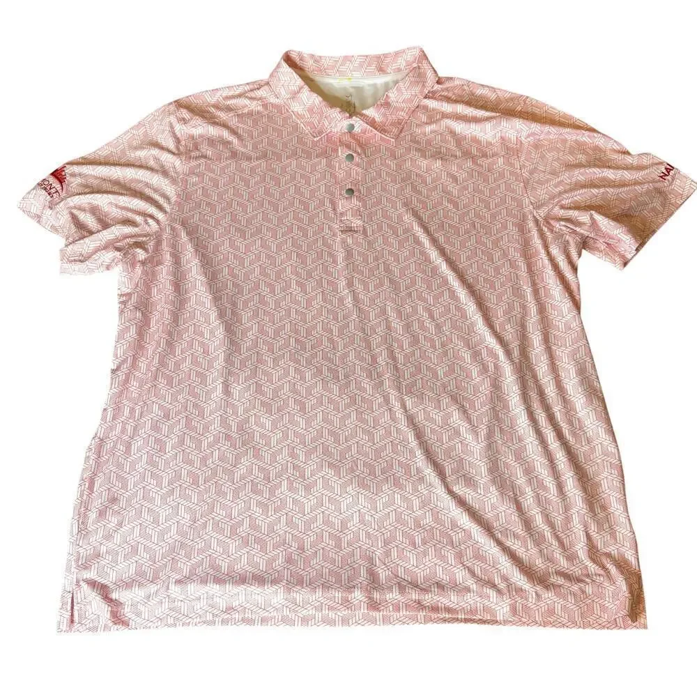 Cutter & Buck CBUX Mens XL Golf Polo Pink Geometric Performance Moisture Wick